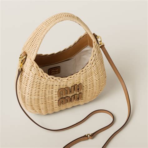 miu miu wander wicker|MIU MIU Wander Wicker Hobo Bag .